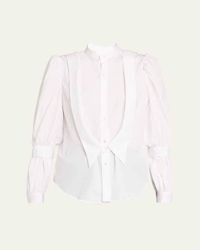 Parachute-Sleeve Poplin Blouse